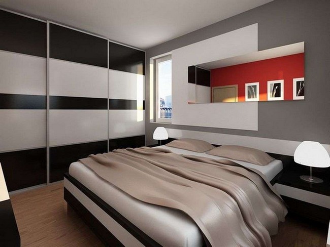Combination of black and white stripes with neutral colors for a bold and relaxing appeal
