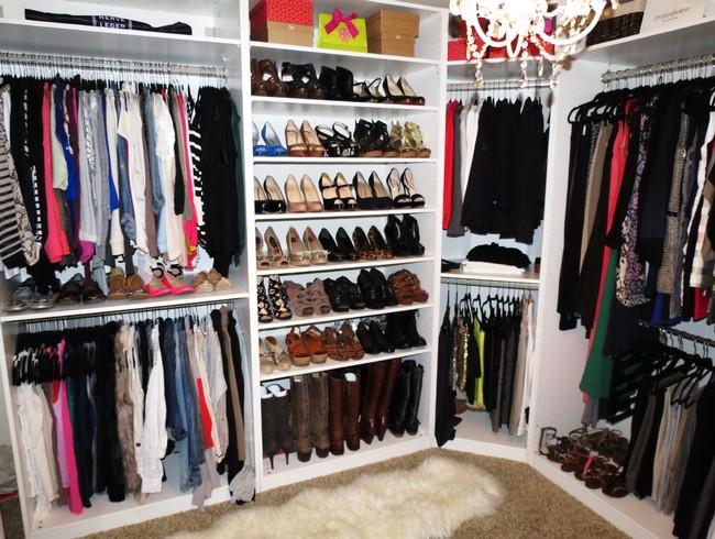 Colorful clothes in this closet act as an accessory on their own