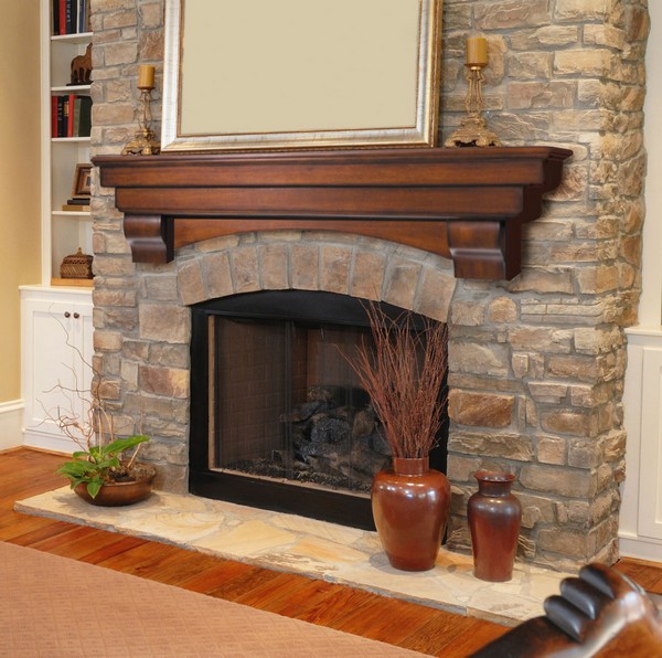 Décor placed on fireplace mantel to create symmetry