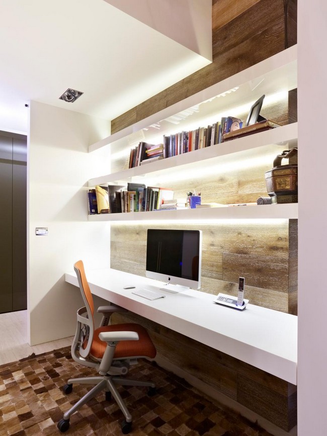 Small and simple home office at the corner of the room