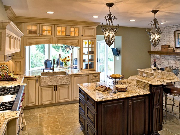 Kitchen with a wide variety of lighting sources