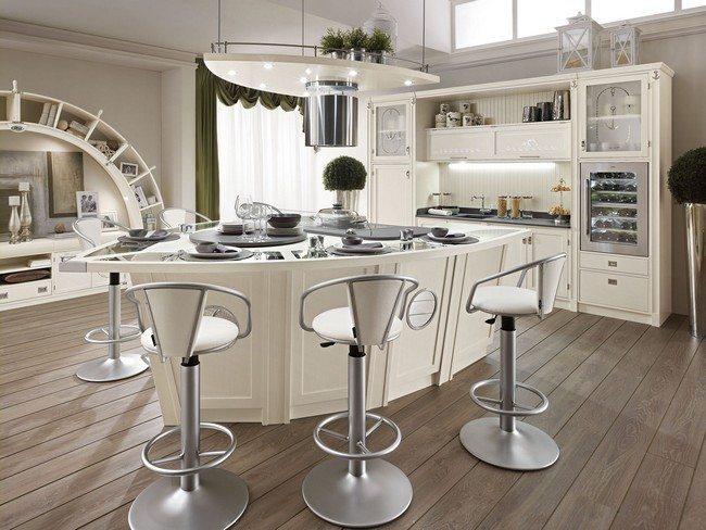 Uniquely-shaped kitchen cabinet