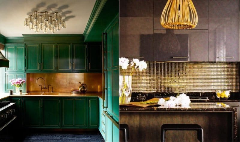 Golden color in the interior of the kitchen - Decor Around The World